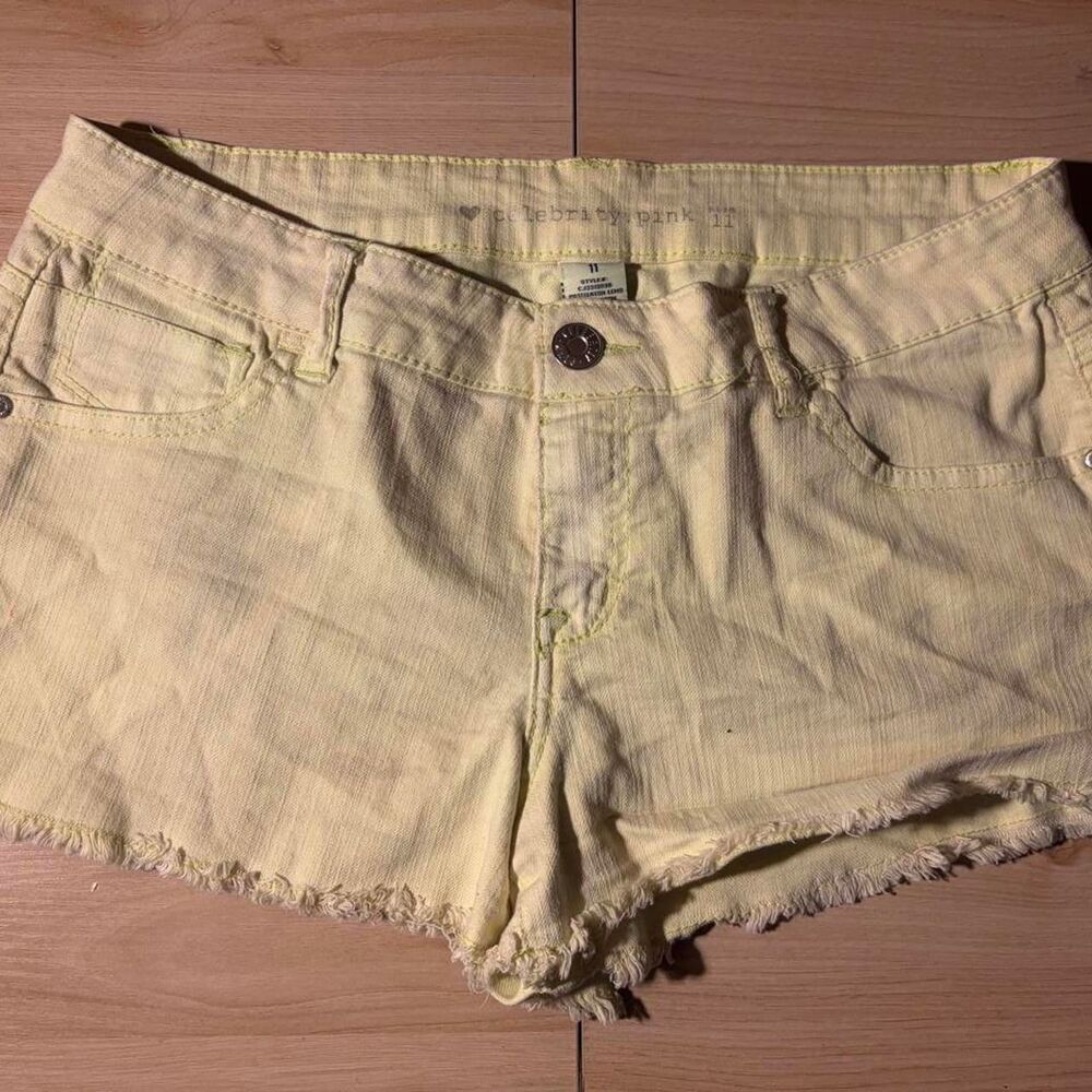 Celebrity-pink Women's Yellow and Cream Shorts
